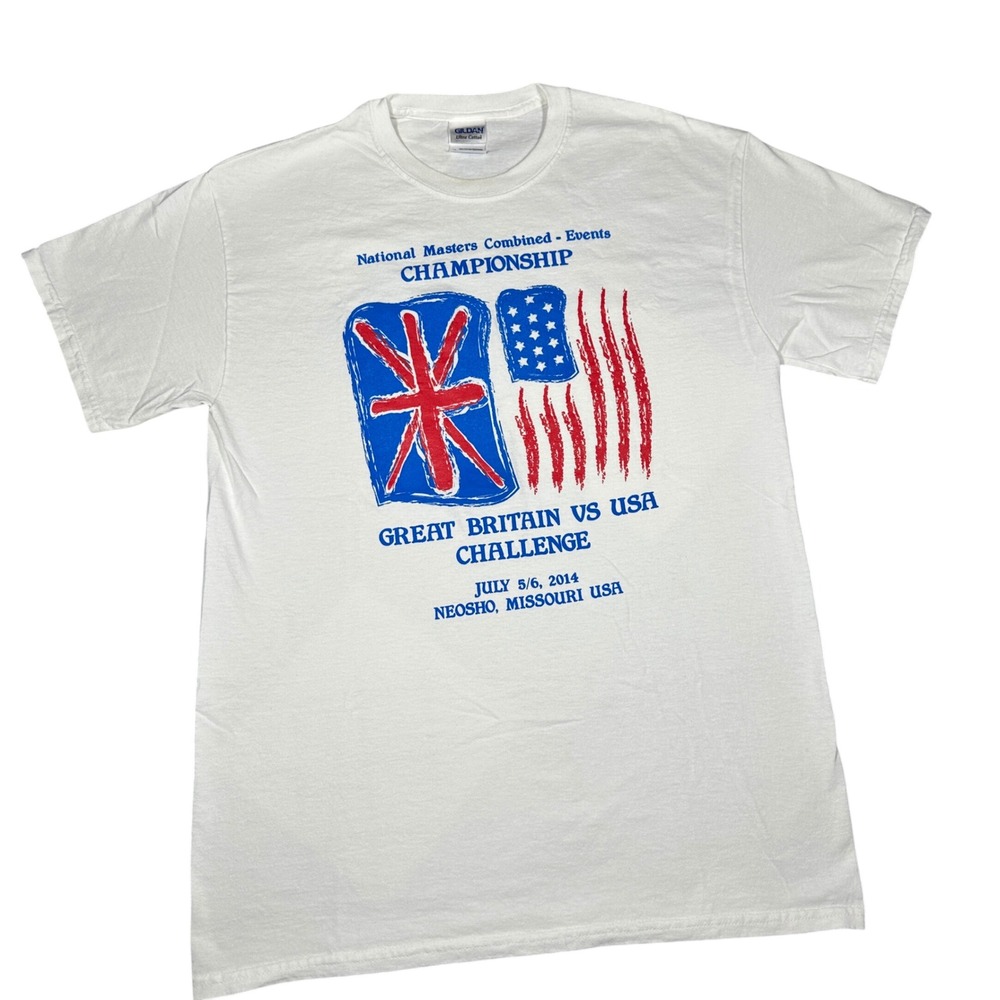2014 National Masters Championship Great Britain vs USA T-Shirt White M Gildan